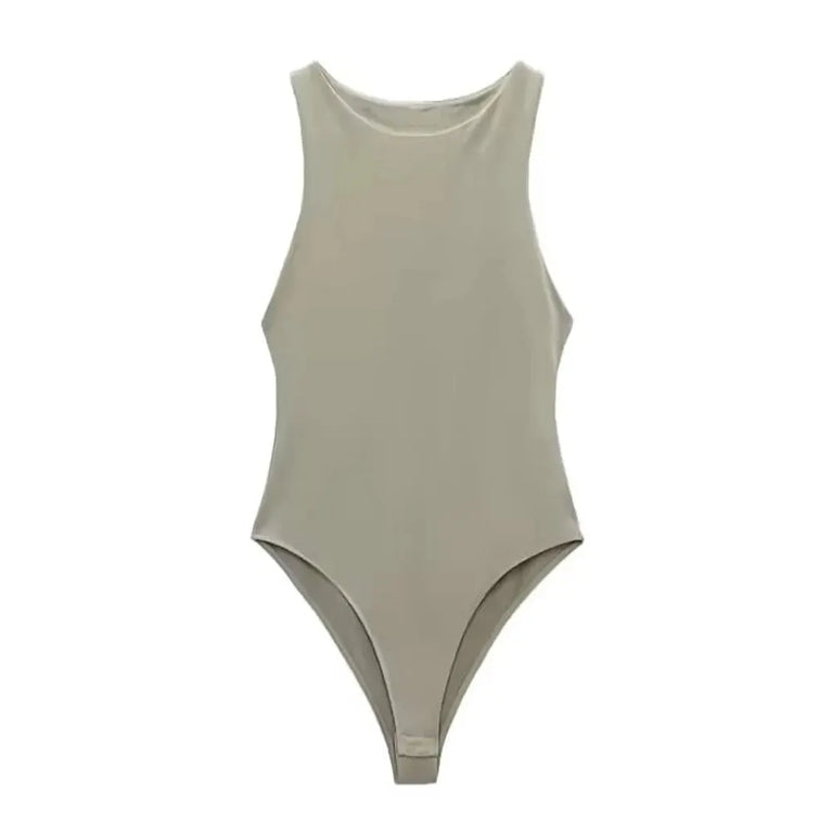 Halter Neck Skinny Bodysuit | Sexy Sleeveless Snap-Button Playsuit