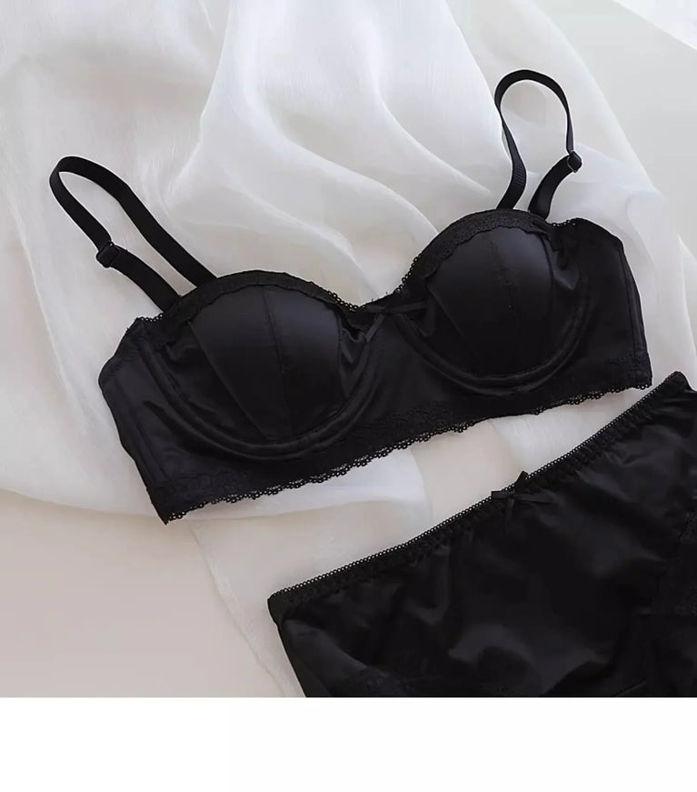Luxury Satin Deep V Bra | Soft Steel-Free Push-Up Lingerie