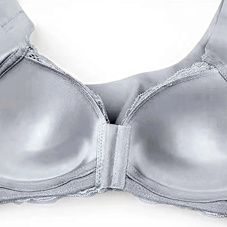 Lace Front-Buckle Vest Bra – Seamless Wireless "Gather" Support