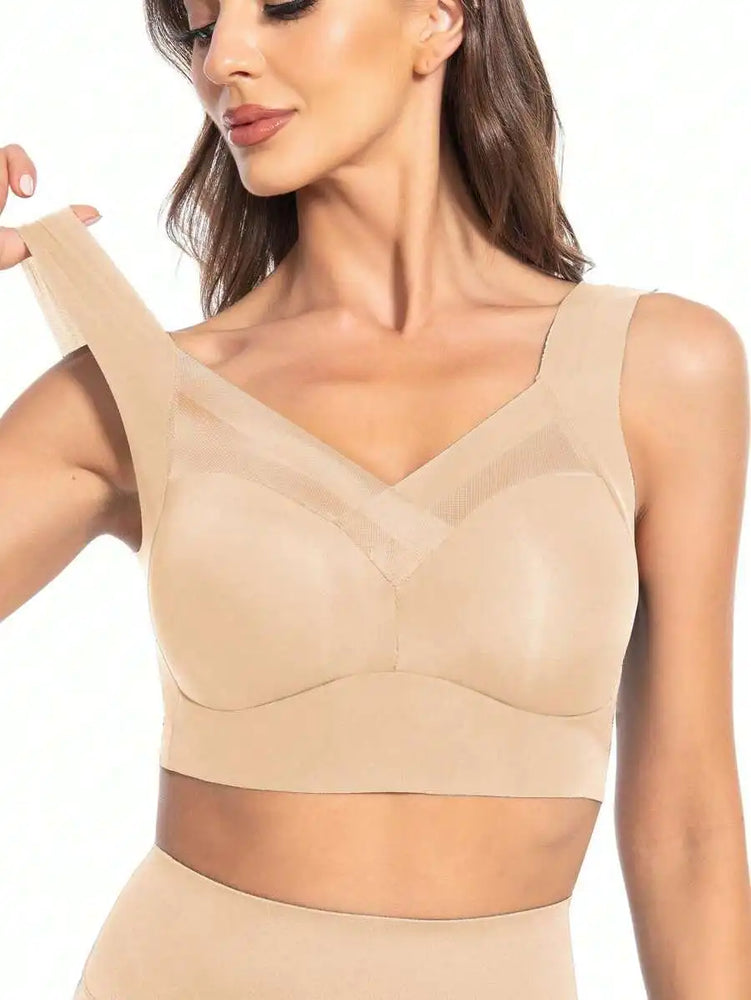 Seamless Lace Sport Bra – Wireless Push-Up Comfort