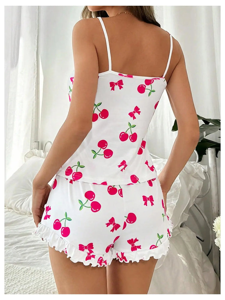 Summer Print Pajama Set | Cami & Ruffle Shorts