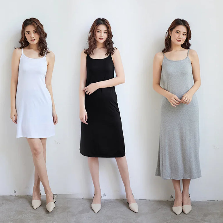 Elegant Modal Full Slip Dress Sleeveless Camisole Inner Dress