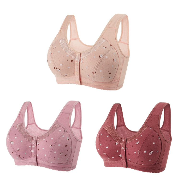 Front-Closure Seamless Bra Set – Wireless Sexy Lace Support
