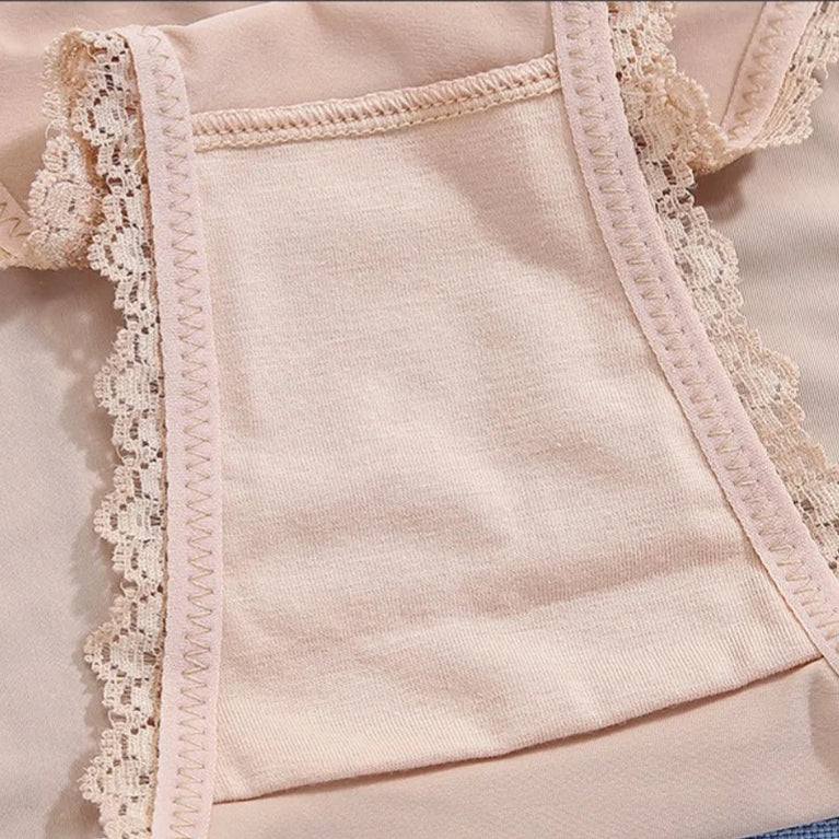 5pc Ice Silk Panties | Lace Trim Brazilian Briefs