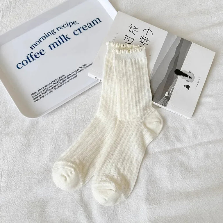 Women Hollow Out Loose Cotton Socks Breathable Summer Style