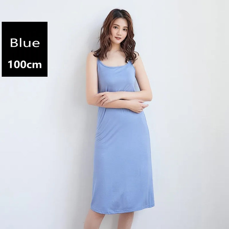 Elegant Modal Full Slip Dress Sleeveless Camisole Inner Dress