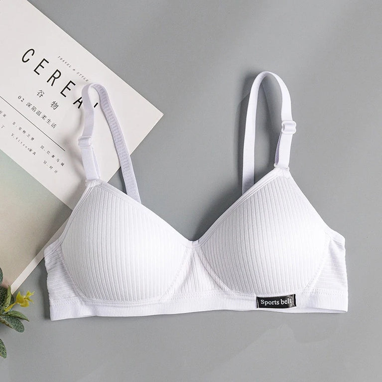 Cotton Wireless Bra – Seamless V-Shape Gathering for AB Cups
