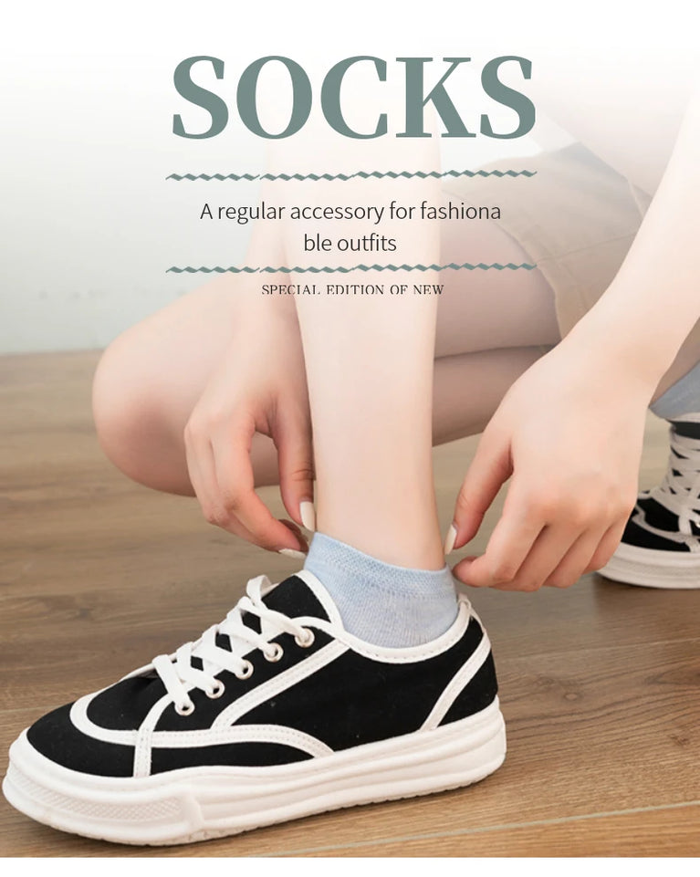 10-Pack Women's Cotton Boat Socks | Breathable Mesh Ankle Socks