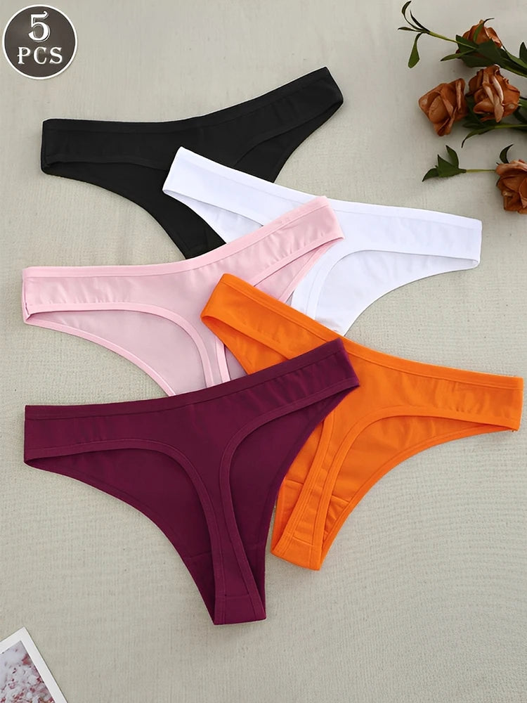 Comfort Cotton G-Strings (5-Pack) – Low-Rise Breathable T-Back Thongs