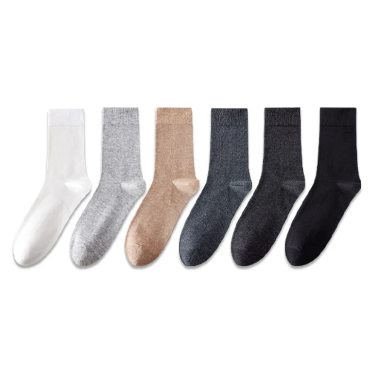 92% Pure Cotton Crew Socks | 6-Pack Antibacterial Set