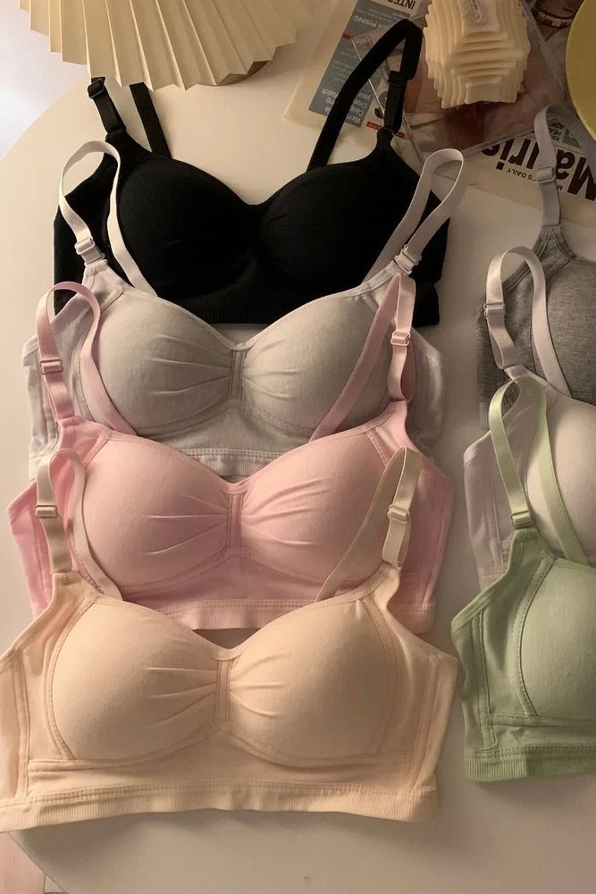 Pure Cotton Wireless V-Neck Bra | Anti-Sagging Comfort