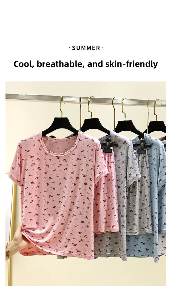 Women’s Modal Floral Pajama Set | Short Sleeve & Shorts