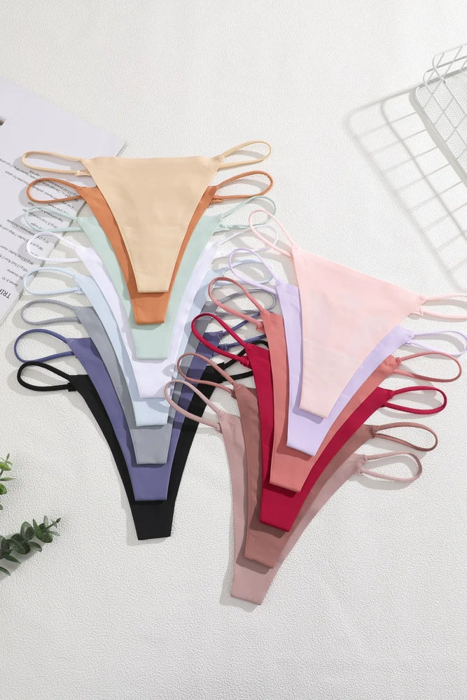 9pc Ice Silk Thongs | Traceless Ultra-Thin G-Strings