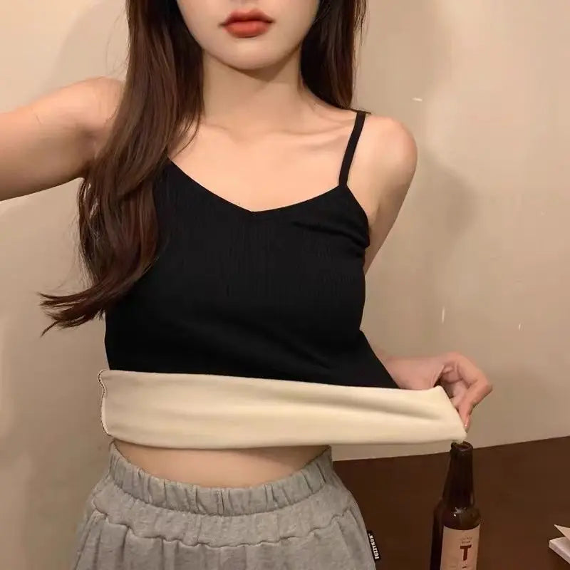 Winter Velvet Thickened Undershirt Women Cozy Warm Vest Top