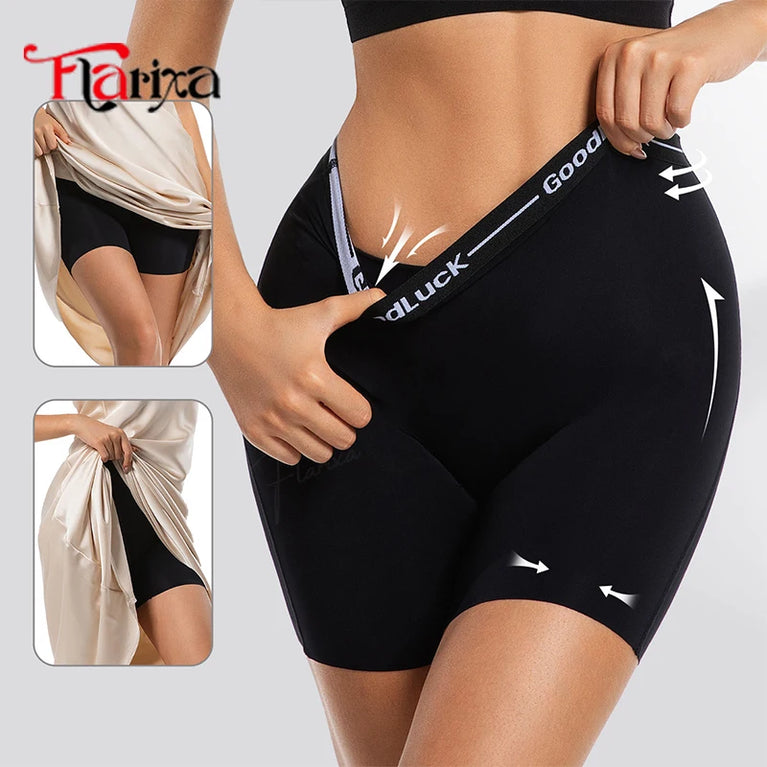 High-Waist Ice Silk Safety Shorts | Anti-Chafing & Invisible Under-Dress Boxer