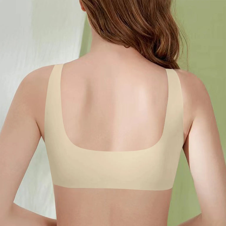Lace Front-Buckle Vest Bra – Seamless Wireless "Gather" Support