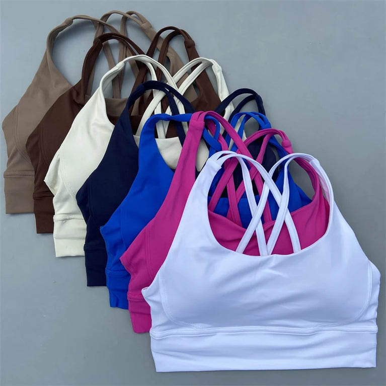 High-Support Cross-Strap Sports Bra | Professional Yoga Vest