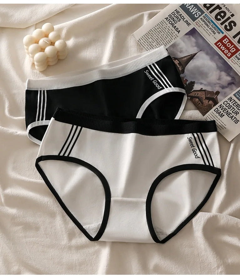 3pc Sporty Low-Rise Briefs | Breathable Letter-Print Panties