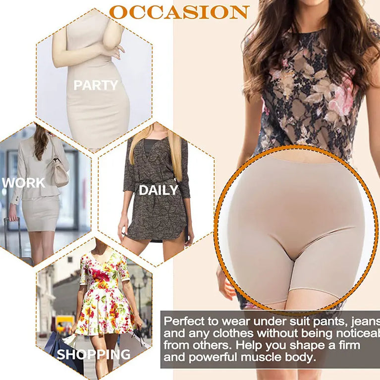 Seamless Hi-Waist Safety Boyshorts | Anti-Chafing Tummy Control Underwear
