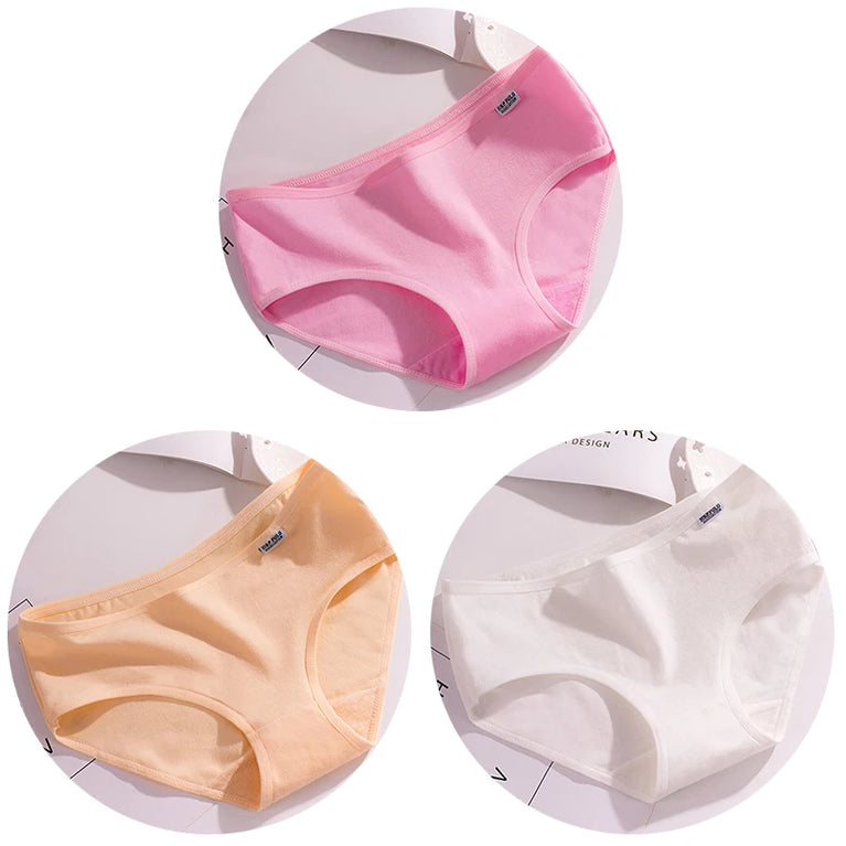 3pc Pure Cotton Briefs | Skin-Friendly Mid-Rise Comfort Set