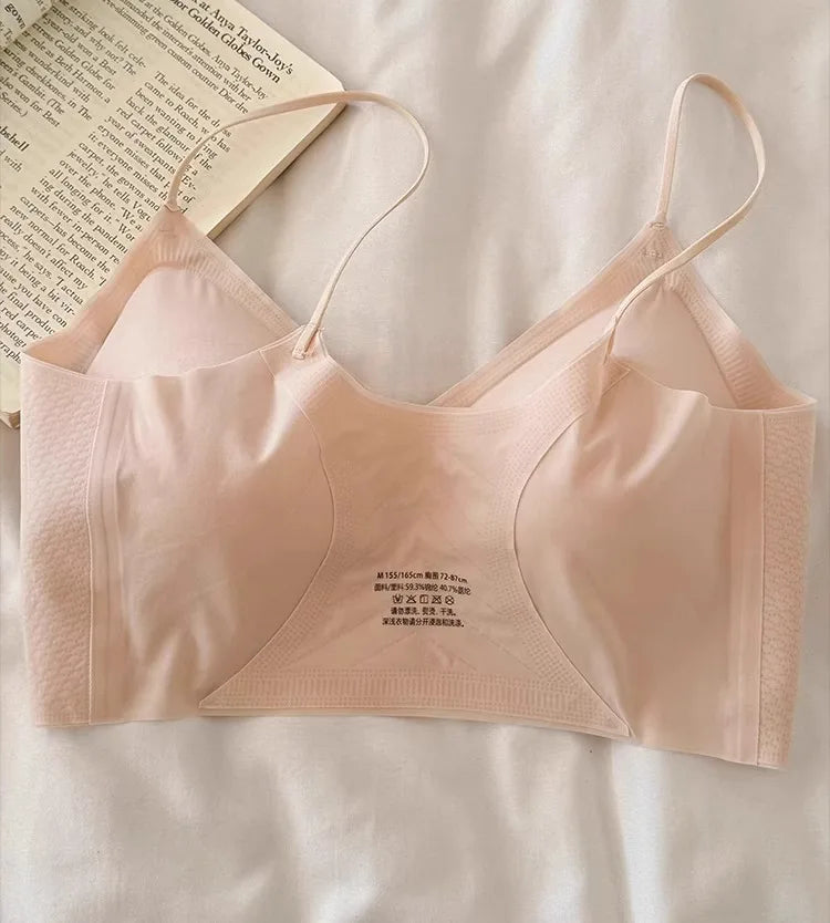 Summer V-Neck Seamless Bralette | Gathered No-Trace Comfort