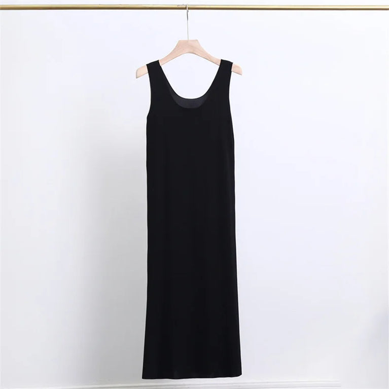 Long Ice Silk Midi Slip | Plus Size Seamless Underdress