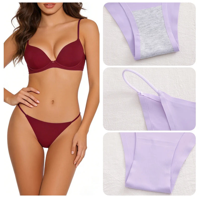 3pc Bikini Set | Low-Waist Traceless Brazilian Briefs