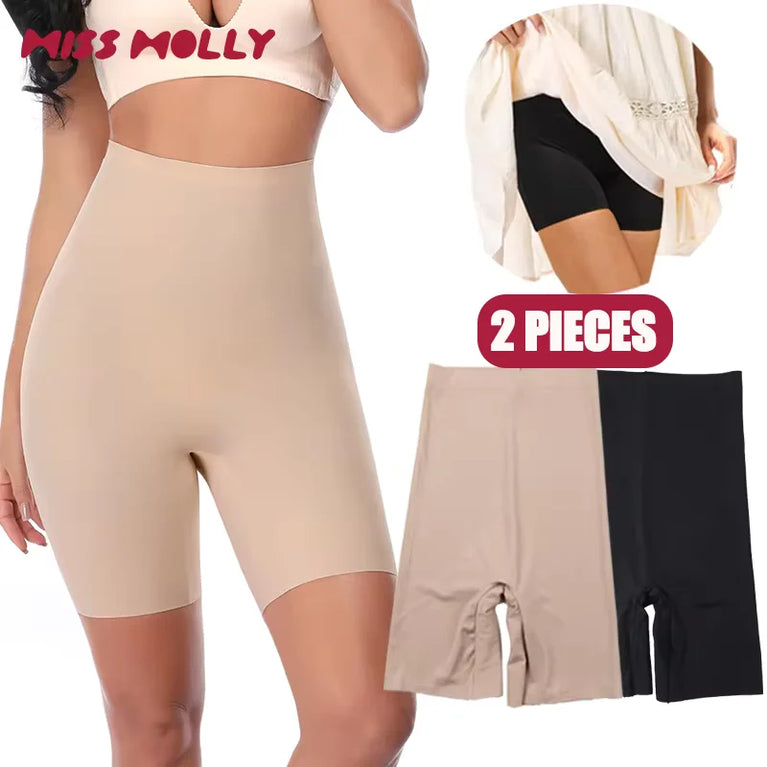 Seamless Hi-Waist Safety Boyshorts | Anti-Chafing Tummy Control Underwear