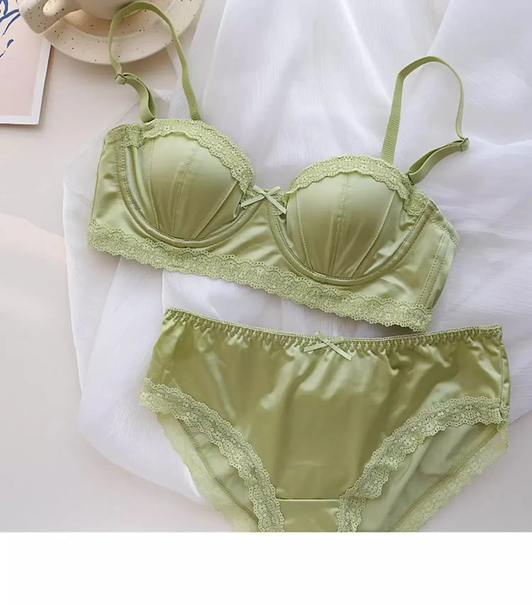 Luxury Satin Deep V Bra | Soft Steel-Free Push-Up Lingerie