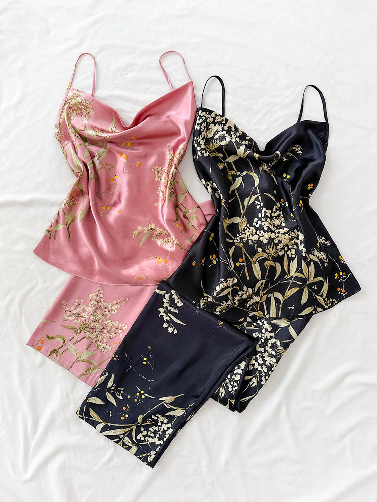 Women’s Sexy V-Neck Pajama Set | Sleeveless Cami & Pants