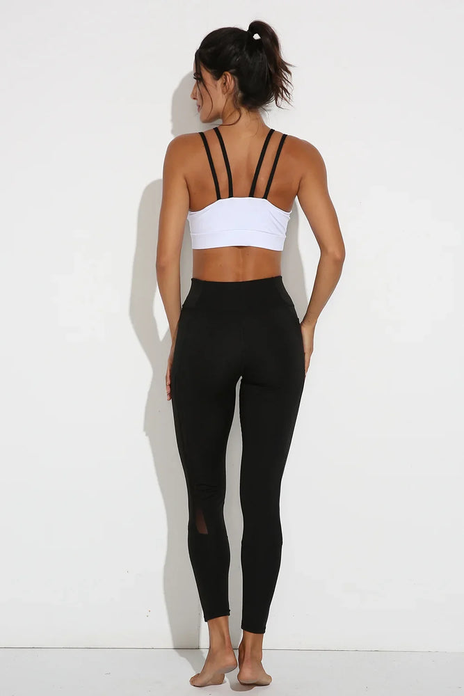 Mesh Accent Yoga Vest | Push-Up Fitness Bra with Chest Pads