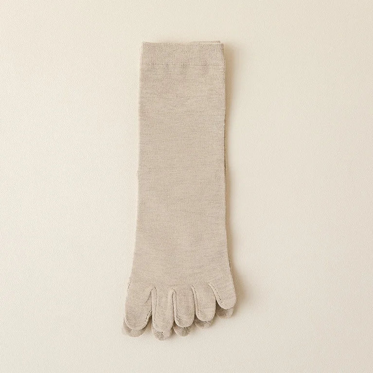 Women Cotton Five Toe Breathable Middle Tube Casual Socks