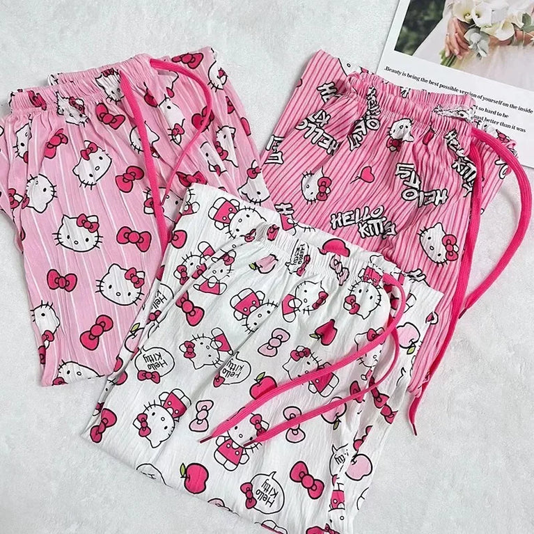 Sanrio Hello Kitty Pajama Pants | Cute Summer Home Trousers