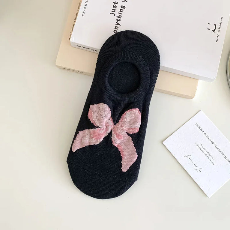 Women’s Invisible Boat Socks Non-Slip Bow Ankle Sock Slippers