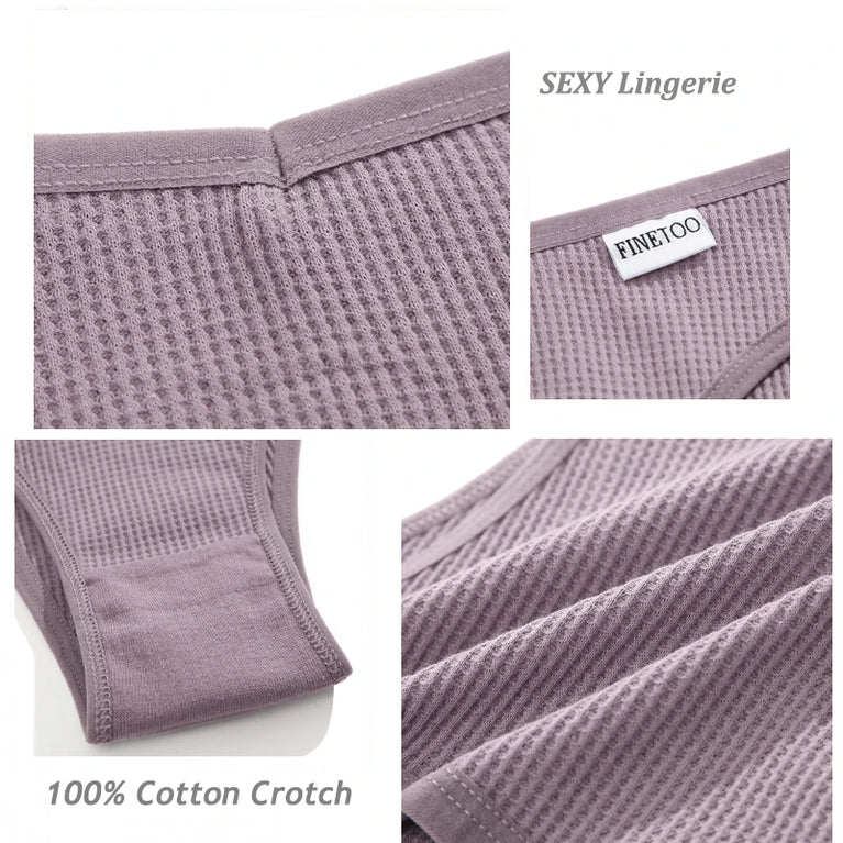 7pc Waffle Cotton Briefs | Sexy V-Waist Brazilian Set