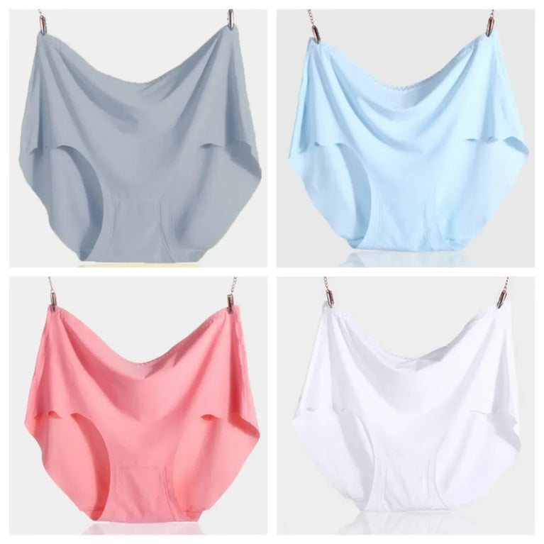Ice Silk Plus Size Seamless Boyshorts (4-Pack) – Ultrathin Cooling Comfort