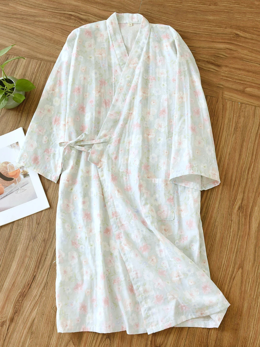 Women's Pure Cotton Floral Robe | Thin Gauze Sleep Gown