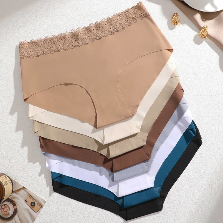 Floral Briefs (5-Pack) – Mid-Rise Breathable Lace-Trimmed Panties