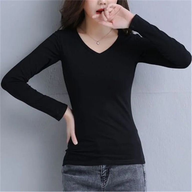 2-Pack Women’s V-Neck Thermal Tops | Slim-Fit Autumn Layer