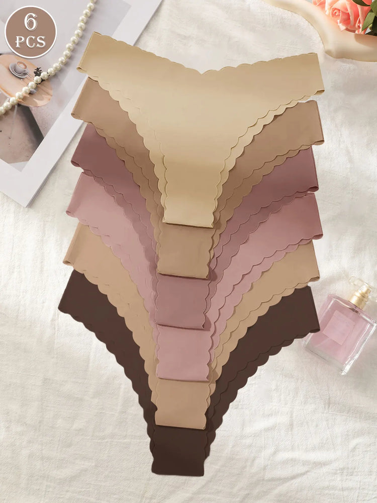 6pc Seamless Wavy Edge Briefs | Sexy Soft Triangle Panties