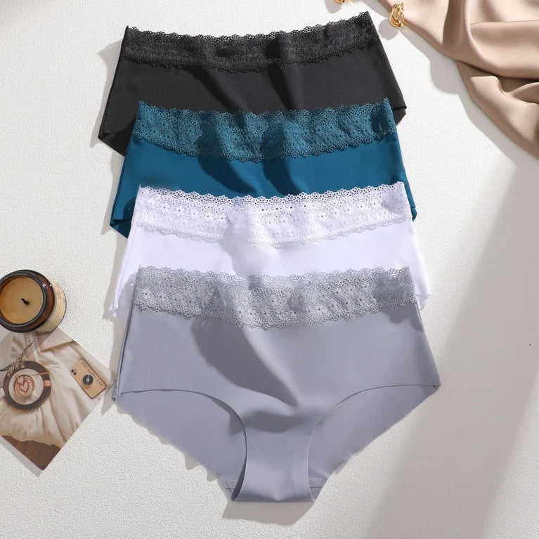 Floral Briefs (5-Pack) – Mid-Rise Breathable Lace-Trimmed Panties