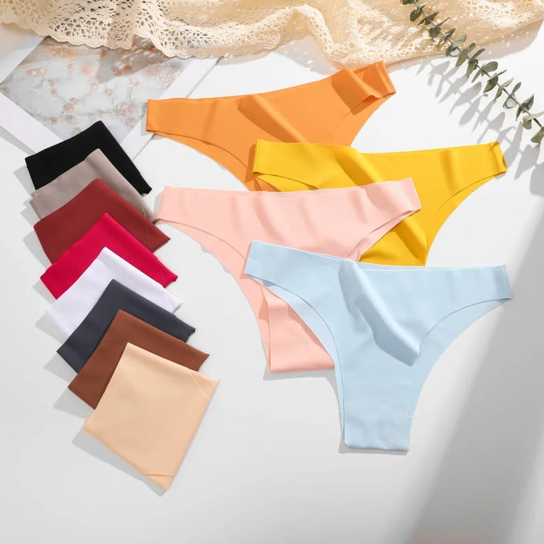 3pc Ice Silk Bikini Set | Seamless Low-Waist Briefs