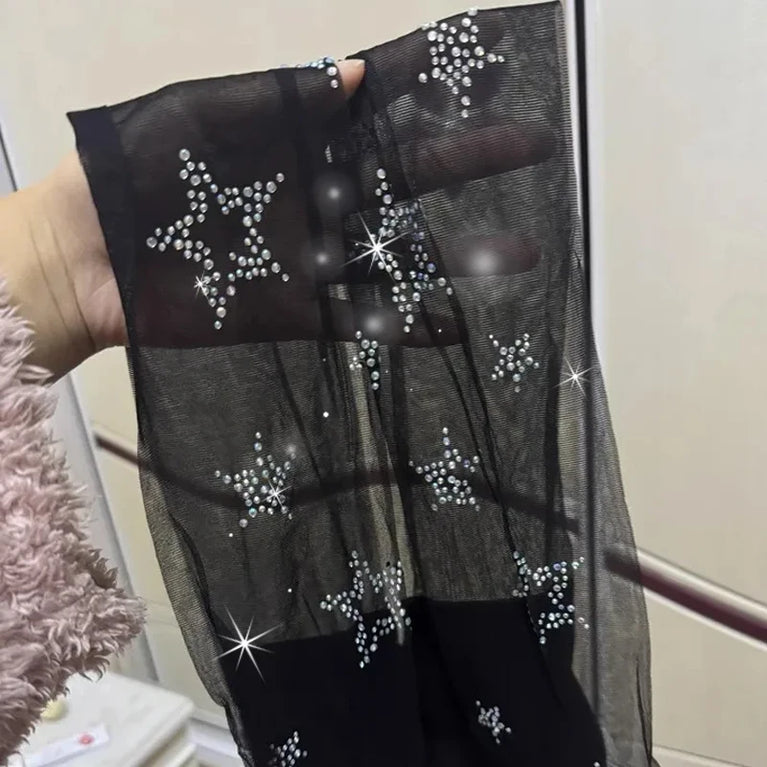 Sparkly Rhinestone Fishnet Stockings Sexy Glitter Pantyhose