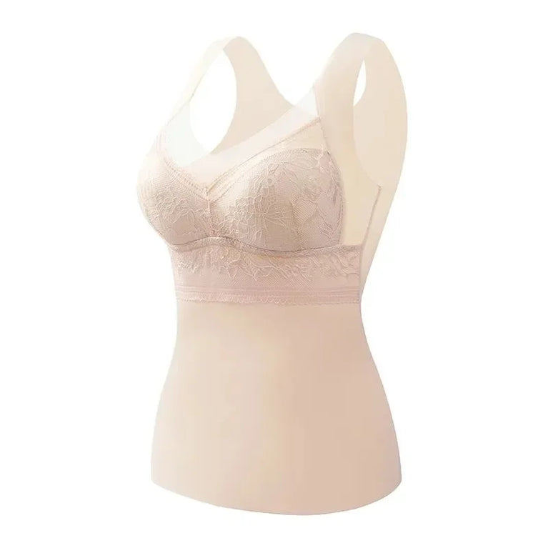 1pcs Woman Thermal Underwear Thermo Lingerie Winter Soft Warm Top Wear Thermo Vest  Undershirt Intimate Lace with Bra Padded