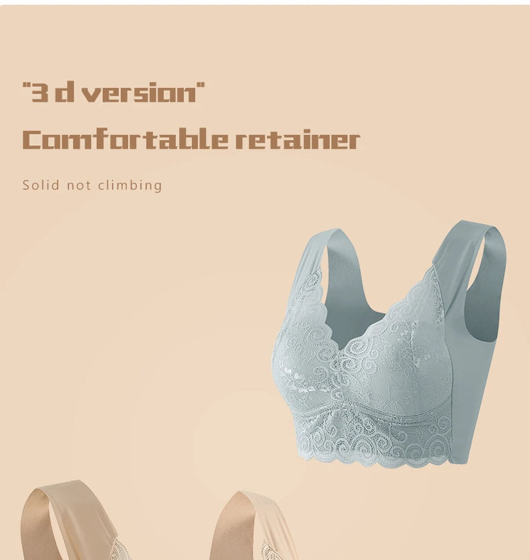 Seamless Lace Bra | Wireless Full-Cup Push-Up