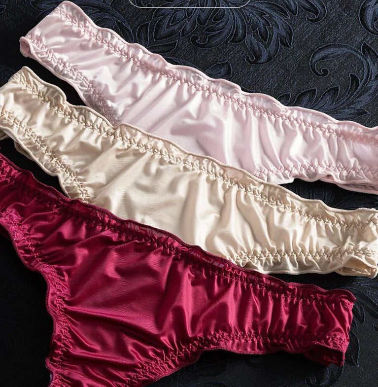 Seamless Ice Silk G-String Thong with Scalloped Edge – Thin Breathable Summer Panties for Women