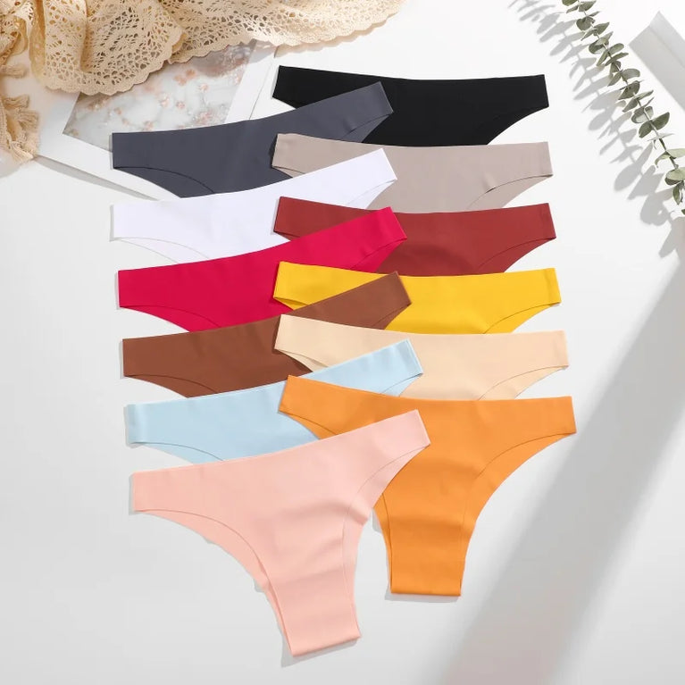 3pc Ice Silk Bikini Set | Seamless Low-Waist Briefs