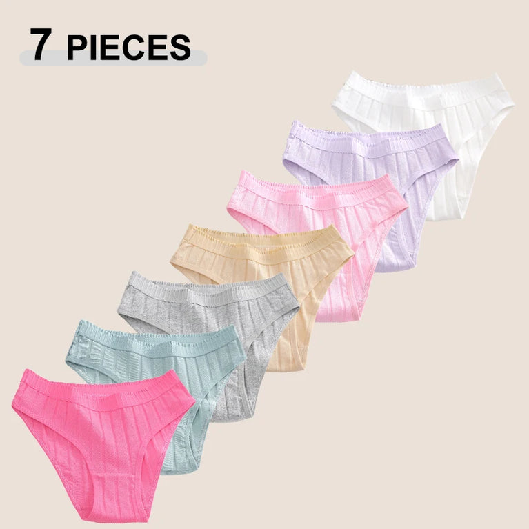 7pc Cotton Briefs | Seamless Mid-Rise Stripe Set