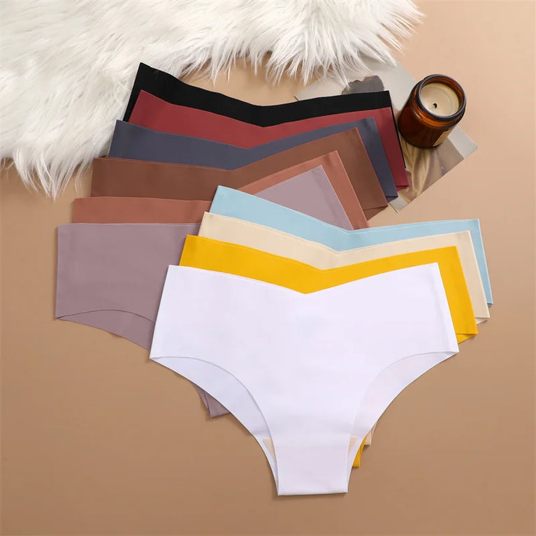 Seamless V-Waist Briefs (4-Pack) – Ice Silk Low-Rise Invisible Panties