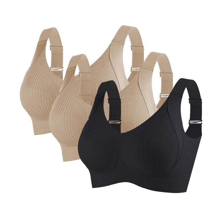 3PCS OllyMurs Push-Up Bra | Seamless V-Neck Wireless Fit
